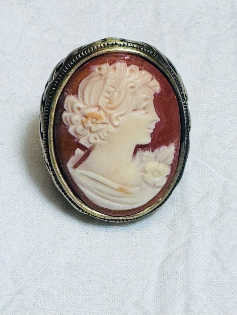Natural Real Cameo by Amedeo NYC Cornelian Imperial Bronze Lattice Weave Ring s7